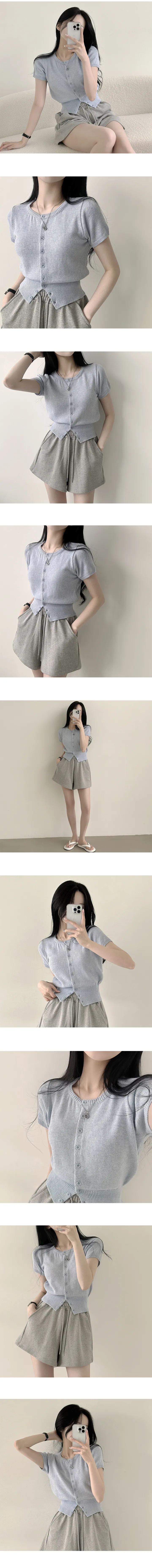 [허리잘록~/부드러워요] 색감맛집, 캐시 라운드 크롭 반팔 니트가디건 (5color) 상세 이미지 5