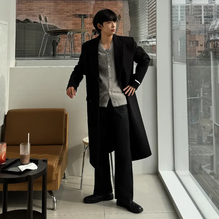 [2컬러][프리미엄]필링 남자 필립 브랜드 퀄리티 더블 울 코트 상세 이미지 8