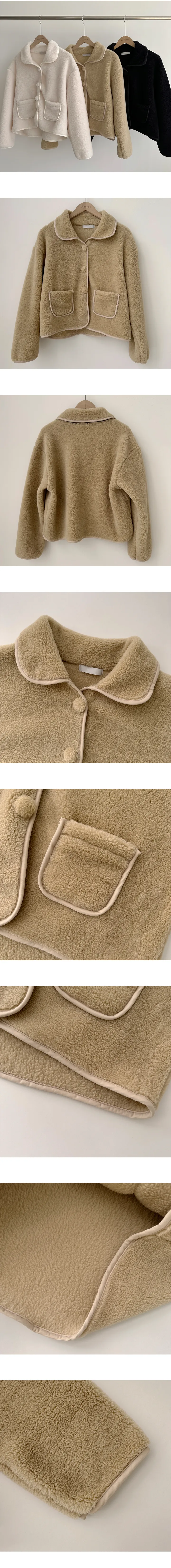[아방핏/귀여움주의] 포근하게 감싸주는, 양털 뽀글이 카라 포켓 덤블 숏코트 (3color) 상세 이미지 6