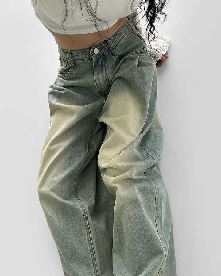 [~XL/2기장] 응팔 레트로 1988 워싱 벌룬 원 핀턱 통 와이드 데님 팬츠 바지 상세 이미지 55