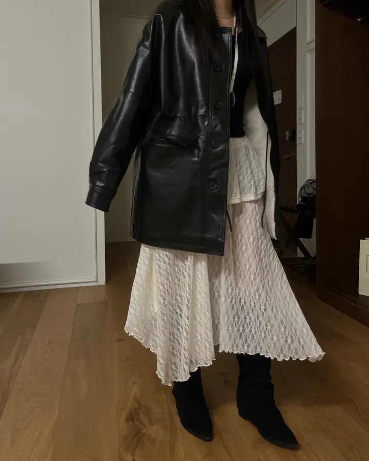 (2color) 덤블 레더 야상 하프코트 상세 이미지 18