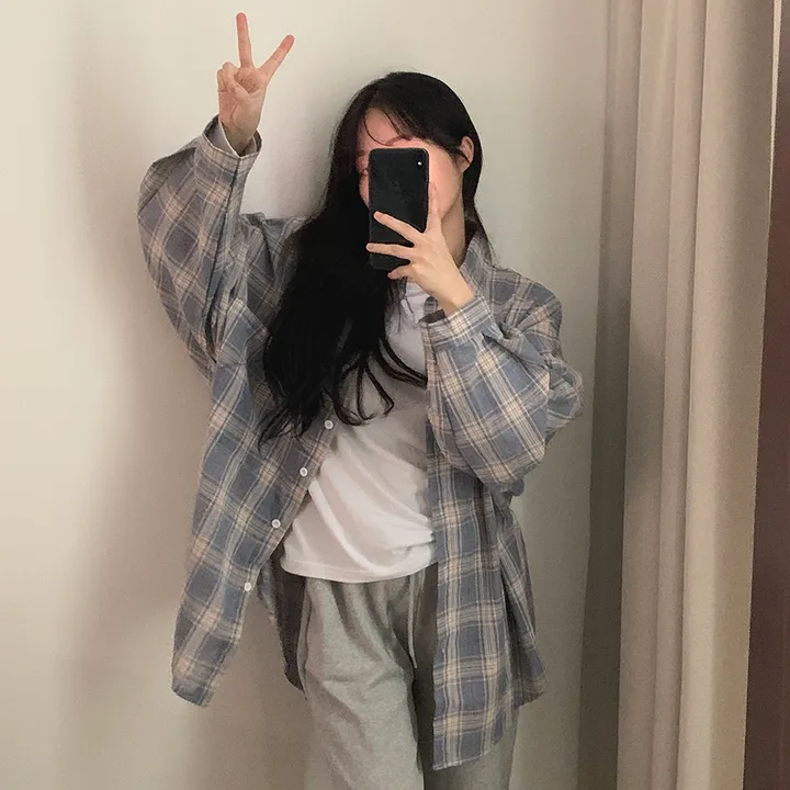 묶음할인🎈[오버핏🤍] 마가린 체크 오버 남방 상세 이미지 14