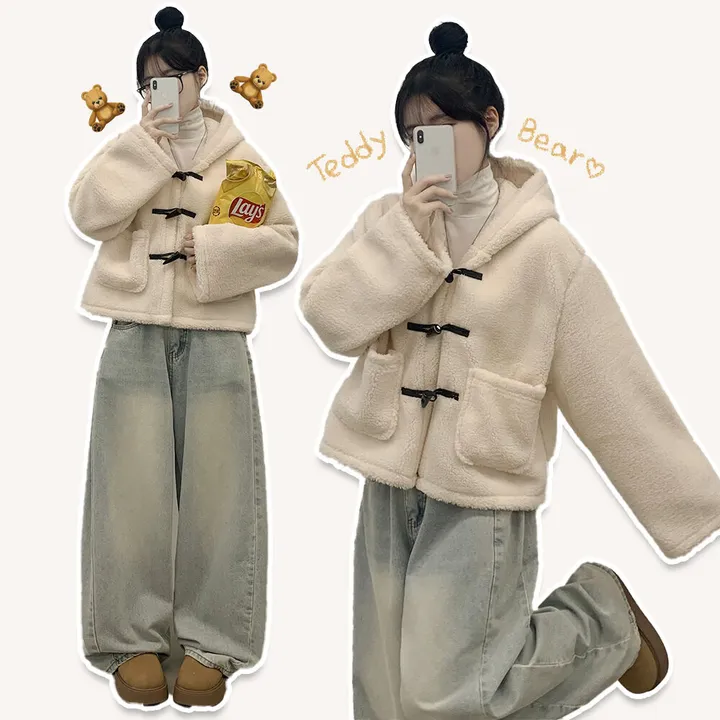 [귀여움/아방핏] 포근 후드 양털 떡볶이 퍼자켓 숏코트 덤블점퍼 상세 이미지 2