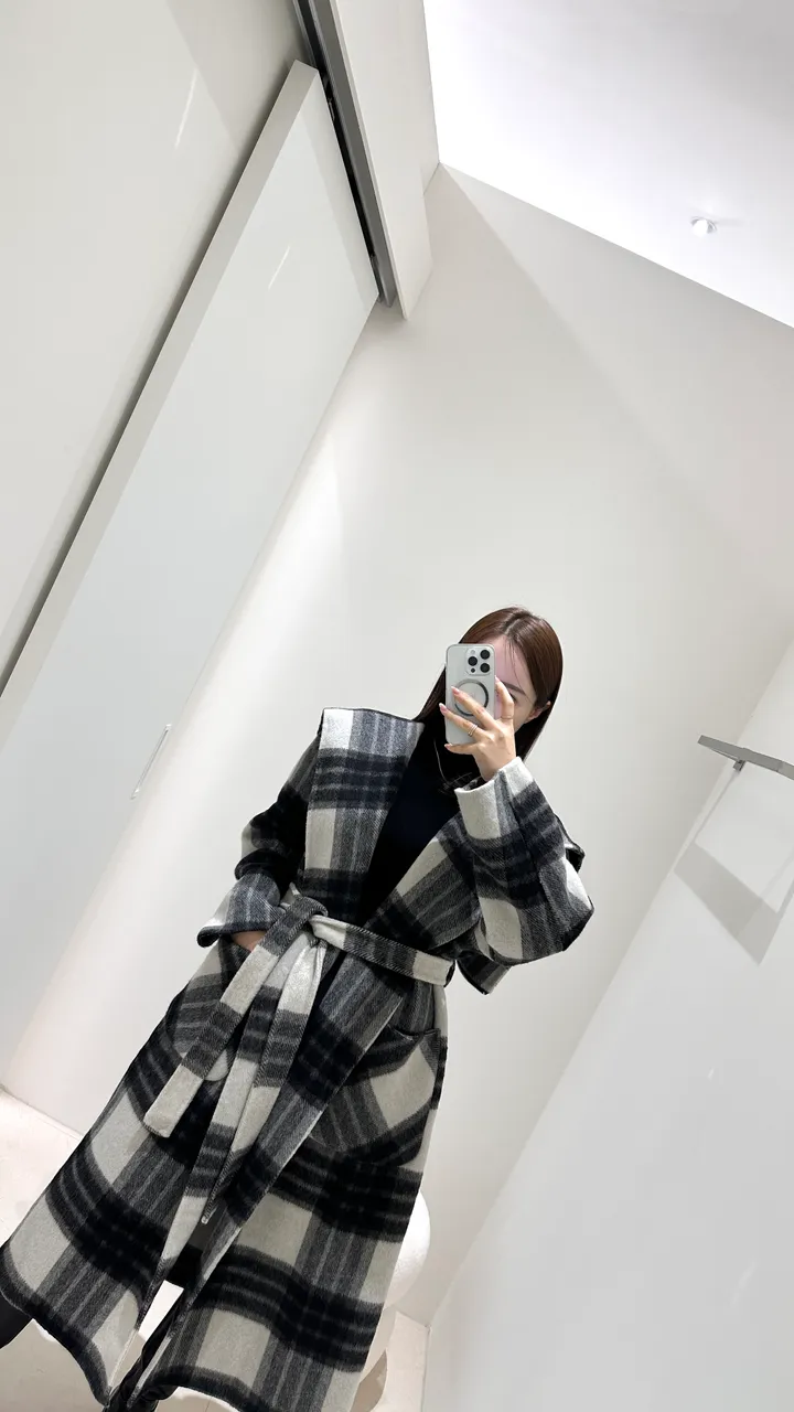 세일러 빅카라 체크 후드 롱코트 (수입) 상세 이미지 5
