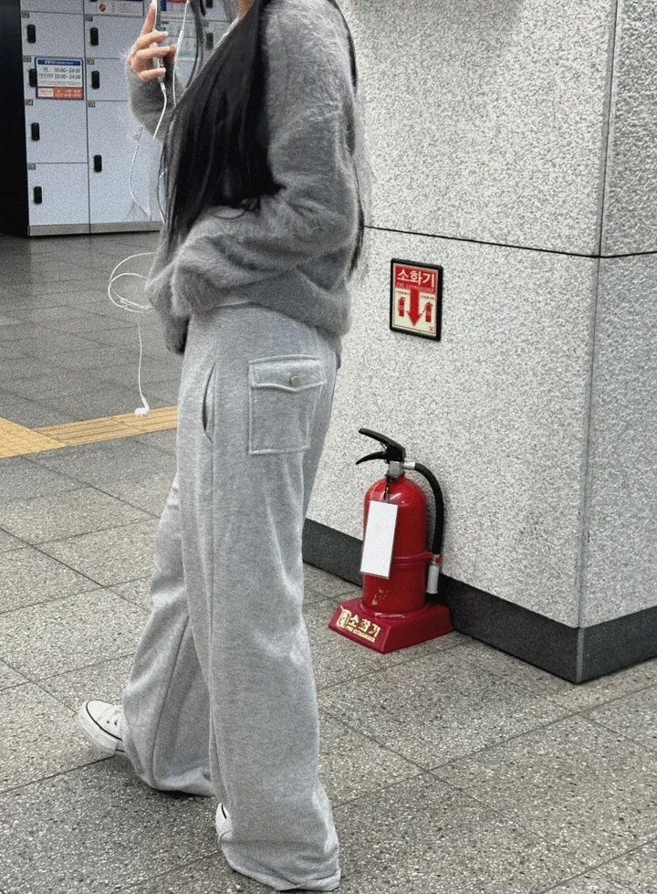 [허얇골넓핏] 포켓 하이밴딩 롱와이드 트레이닝팬츠 (5colors) 상세 이미지 26