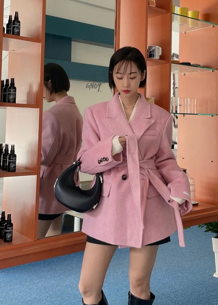 [헤이미쉬] 실크울핸드메이드코트 벨트코트 하프코트 상세 이미지 10
