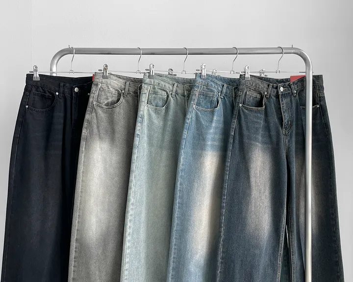 [3기장/~3XL] 스모크 워싱 와이드 정핏 일자 캐쥬얼 데일리 데님 팬츠 바지 상세 이미지 44