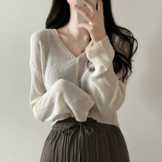 (5color)피넛 썸머 크롭 브이넥 가디건 상세 이미지 10