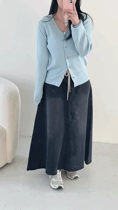 [여리여리핏/데일리템💗][봄🌷]브이넥 리브이 루즈핏 골지 긴팔가디건 세미크롭가디건 상세 이미지 4