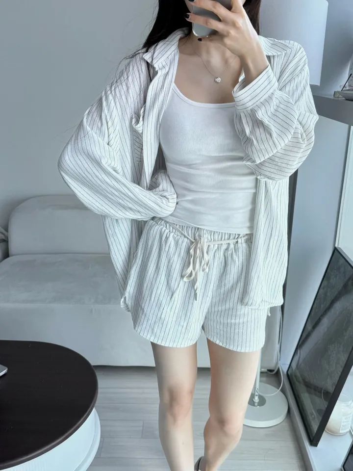 스트라이프 린넨셔츠 셋업(당일/단품가능) 상세 이미지 6
