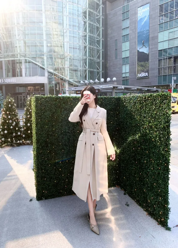 [울90%💛여성스러움극대화] 고퀄리티 핸드메이드 벨티드 울코트 롱코트 상세 이미지 12