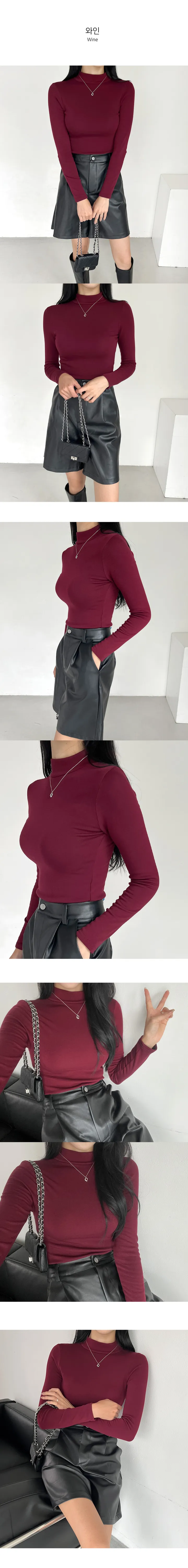 (반목/쫀쫀/후기인증) 속기모 반목티셔츠 긴팔 목폴라 7color 탄탄핏 하프넥 도톰 데일리템 상세 이미지 18