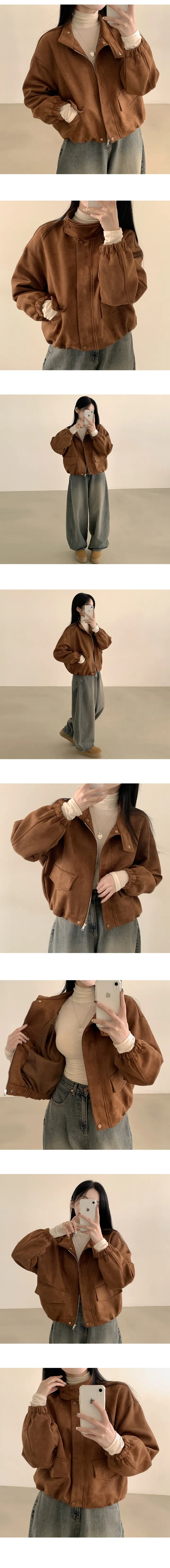 [아방핏/부드러워요] 귀여움 가득, 스웨이드 하이넥 차이나 포켓 점퍼 (3color) 상세 이미지 3