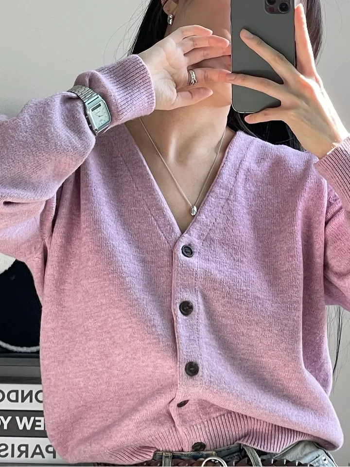 원가파괴❤️‍🔥최저가[고퀄리티/봄신상/실물보장]시엘울가디건 루즈핏 브이넥 긴팔 울가디건 봄 포근 루즈 기본 데일리 베이직 출근룩 기본템 봄가디건 상세 이미지 17