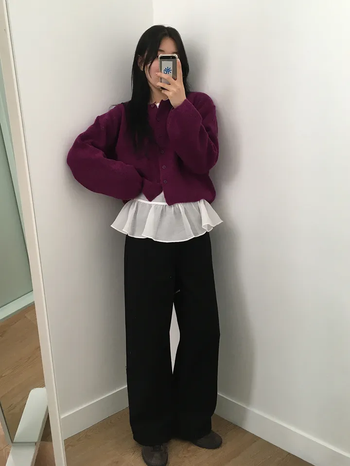 MD픽💜 엘가 라운드 세미크롭 니트 가디건(9color) 상세 이미지 7