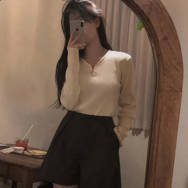 [4계절필수 디자인/연그레이 당일출고✨] 자체제작 #크치Made 젤리 버튼 트임 브이넥 골지 겨울 니트 긴팔티셔츠 - nt 상세 이미지 54