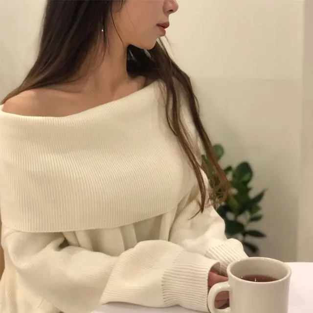 파격할인![당일출고!/누적만삼천장!/77까지]도톰한 오버핏 오프 숄더 여리 루즈 니트 (4 color) 상세 이미지 8