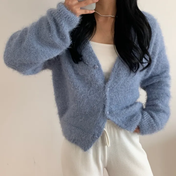 보슬보슬 귀여움 끝판왕 , 브이넥 솔잎 가디건 4COLOR 상세 이미지 7