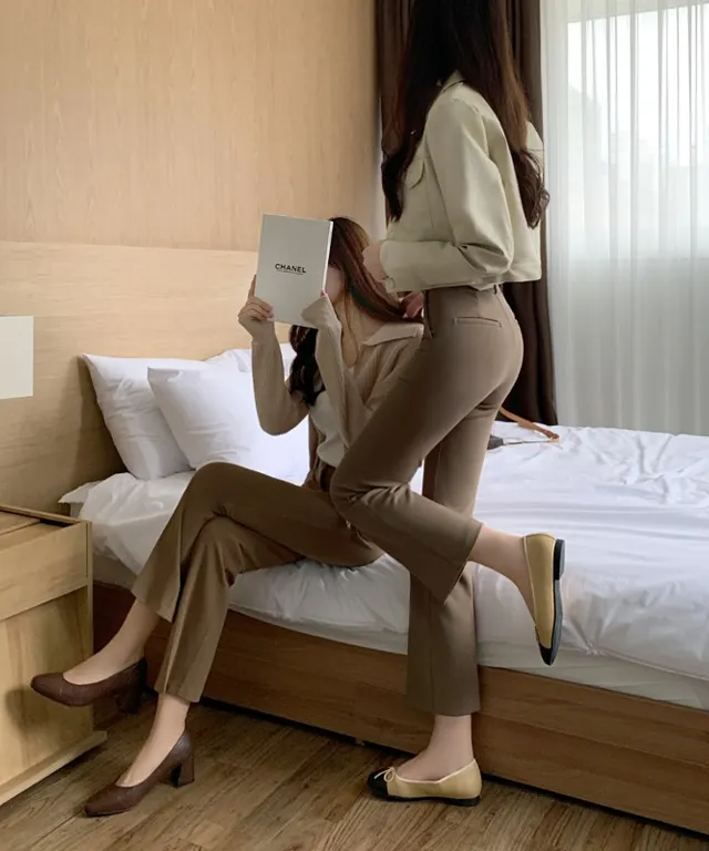 쫀쫀매직 히든밴딩 버튼 세미부츠 슬랙스