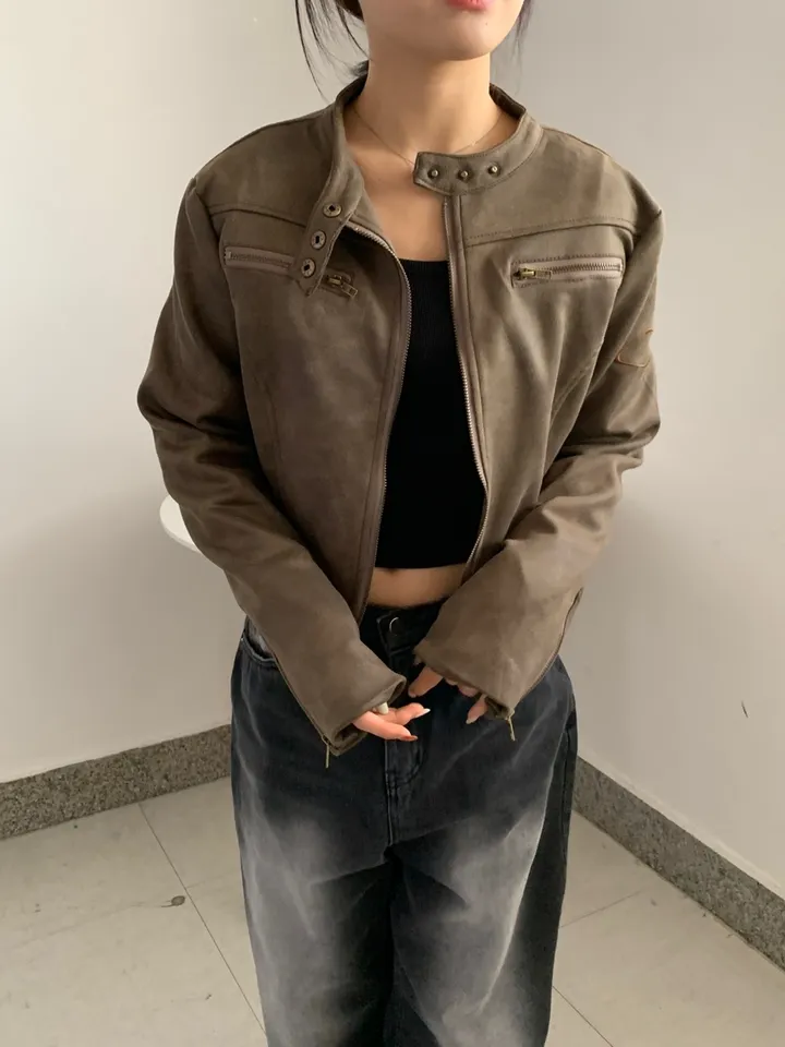 [빈티지힙🧸] 노카라 라이더 레더 가죽 자켓 상세 이미지 7
