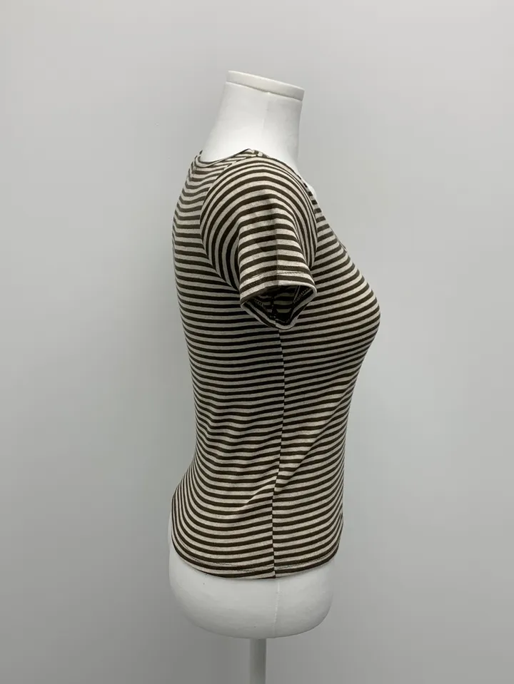 [슬림여리핏/핏보장] 제나 라운드 줄무늬 단가라 반소매티셔츠 여름반팔 기본티셔츠 (3Col) 상세 이미지 19