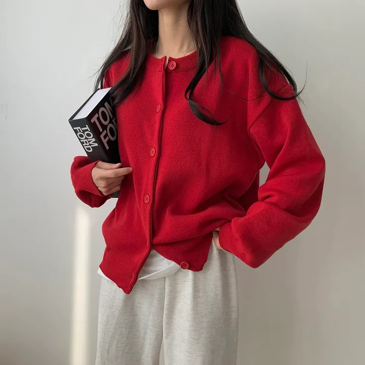 [ 데일리/무려~12컬러 ] 가을 겨울 포포 도톰 라운드 가디건 상세 이미지 45
