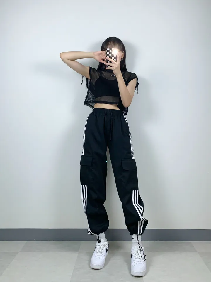 3트랙M 와이드 하이웨스트 스트링 2way 트레이닝 조거 바지 밴딩 팬츠 Y2K 유니크 빈티지 힙한 무드 데일리 스트릿 클럽 아이돌방송댄스 댄서공연무대단체의상 상세 이미지 3