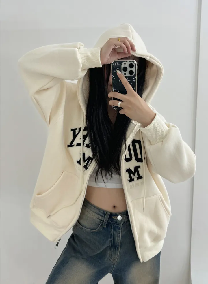[2개묶음할인/ 캐주얼/힙한/편한] 양기모 후드 집업 자수 후드 집업 상세 이미지 6
