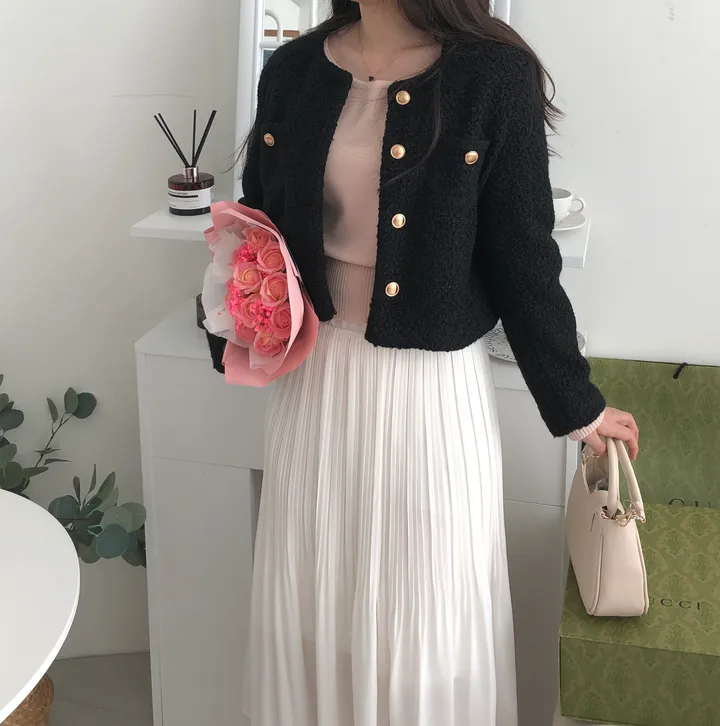 당일💖 데이트룩 벚꽃룩 연말룩 하객룩 강추! 눈꽃 부클 트위드 자켓 퍼자켓 상세 이미지 24