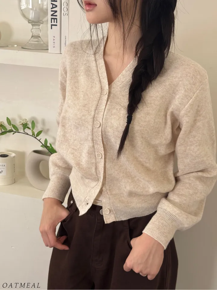 {✩봄 신상 / 넉넉 여리핏✩} 🌸팔뚝살 커버 맛집🌸 파스텔 니트 브이넥 가디건 상세 이미지 1