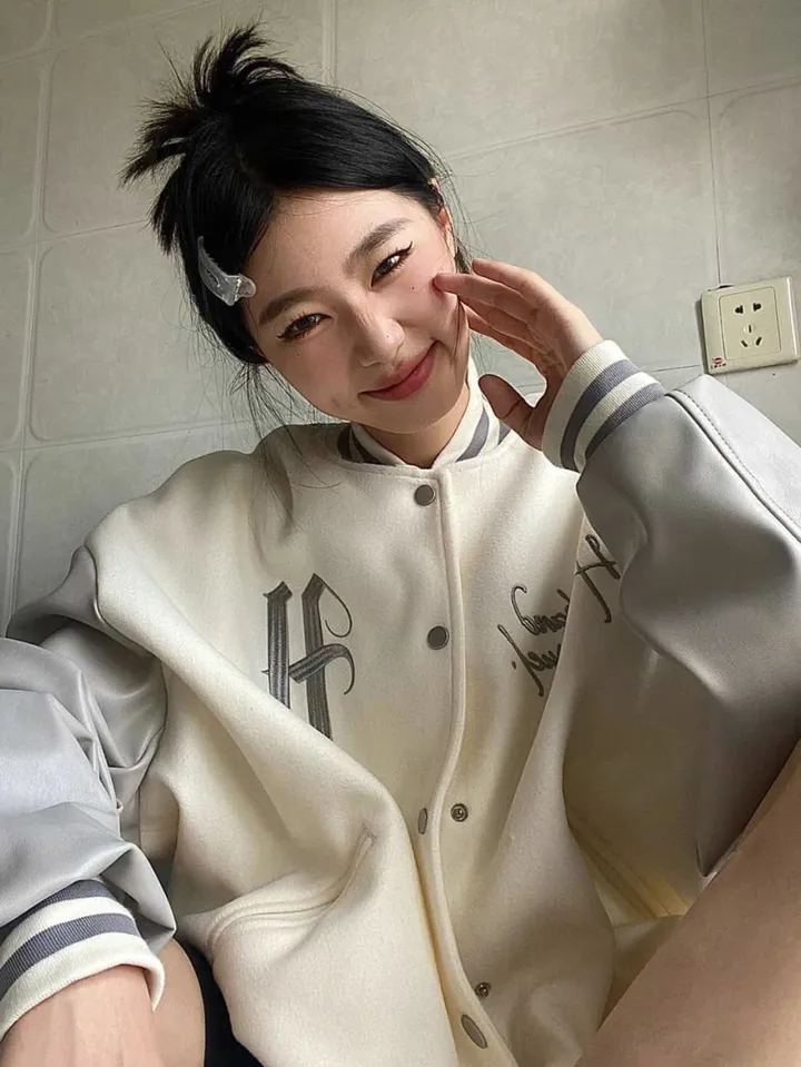 레더소매 스트릿 야구점퍼/M~2XL(40~87)KG/COLOR화이트/LBB1089 상세 이미지 5