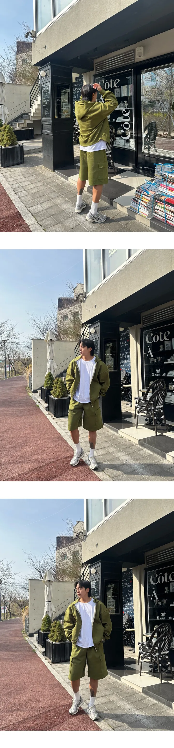 [SET할인][당일출고] 오버핏 후드집업 후드티 봄 여름 버뮤다 트레이닝 팬츠 세트 상세 이미지 3