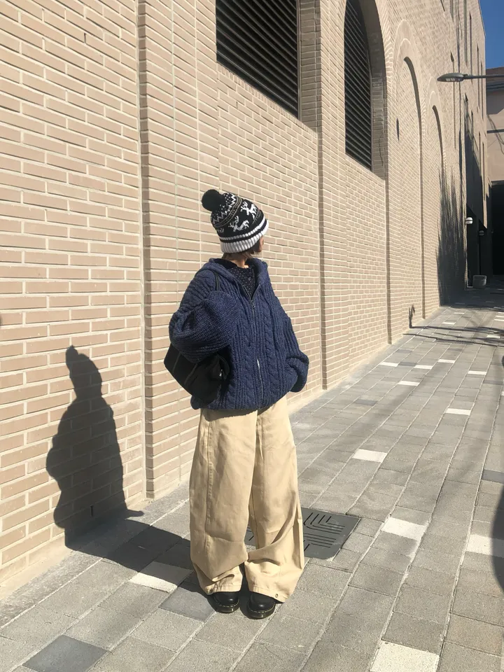 레터 밑단 스냅 사이드턱 코튼 와이드팬츠 (3color) 상세 이미지 16