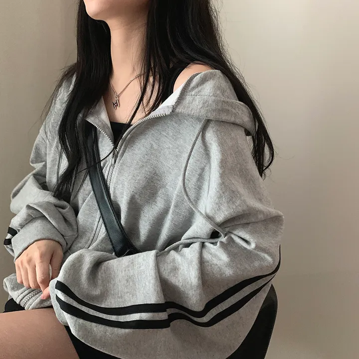 [루즈핏/꾸안꾸🖤] 키트 투라인 후드 집업 점퍼 상세 이미지 33