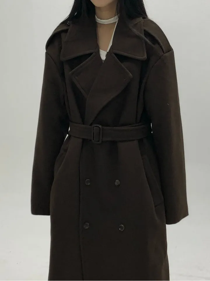 [Unisex] Mael maxi coat (3co) / 울 오버 루즈핏 누빔 안감 벨트 맥시 코트 상세 이미지 7
