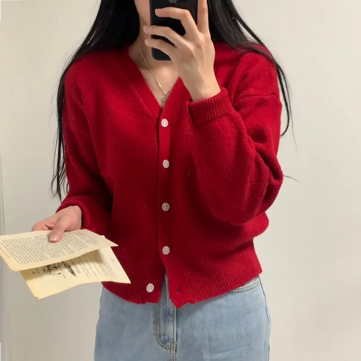 [7컬러/도톰해요!] 촘촘한 짜임의 데일리 브이넥 니트 가디건 상세 이미지 7