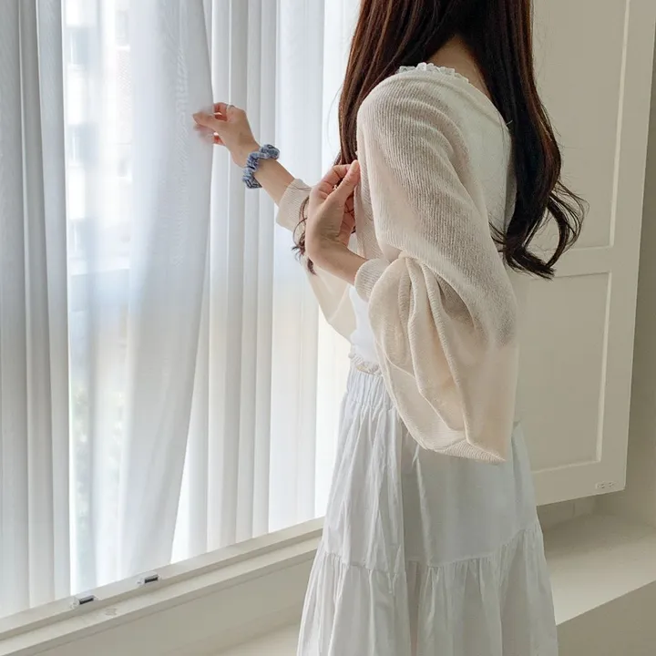 [여름SALE/핏보장/살안타템] 여름용 크롭 그물 네트 볼레로 가디건 얇은 니트 시스루 햇빛차단 체형커버 간절기 오버핏 부유방커버 장마룩 살탐방지 휴양지룩 레이어드 - 4color 상세 이미지 6