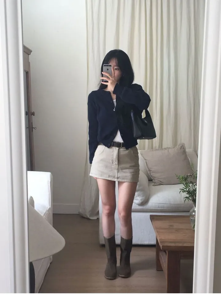 롯지 데일리 라운드 긴팔 가디건 (7color) - 가을 겨울 니트 기본 심플 베이직 버튼 간절기 아우터 상세 이미지 7