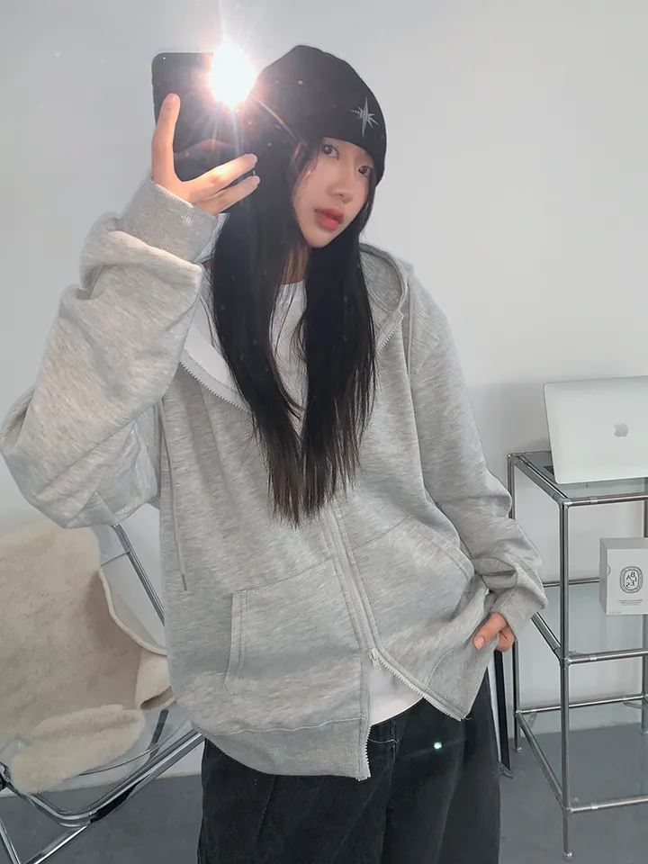 [UNISEX🖤/2사이즈선택(추가금x) 교복템,퀄보장🖤 투웨이집업 오버핏 기본 데일리 후드집업 남녀공용 커플템] 올데이투웨이후드집업 상세 이미지 24