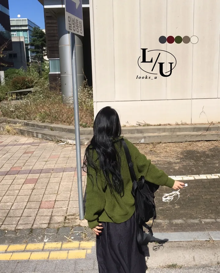 [소장추천!!/핏,퀄보장❤] 따뜻 꽈배기 니트 투웨이 하이넥 카라 루즈 세미 크롭 집업 상세 이미지 20