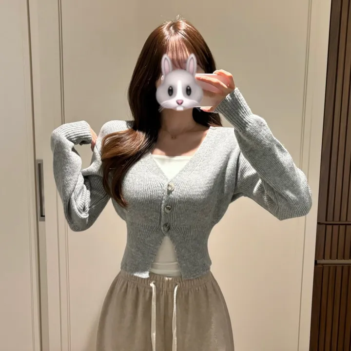 [허리잘록/크롭] 브이넥 울 크롭 가디건 봄겨울신상 봄가디건 (4color) 상세 이미지 9