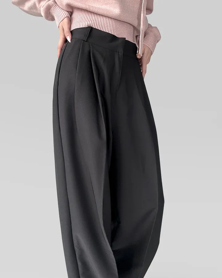 [~3XL/2기장] 르네상스 모더니즘 더블 핀턱 통 와이드 루즈핏 슬랙스 긴바지 롱팬츠 상세 이미지 36