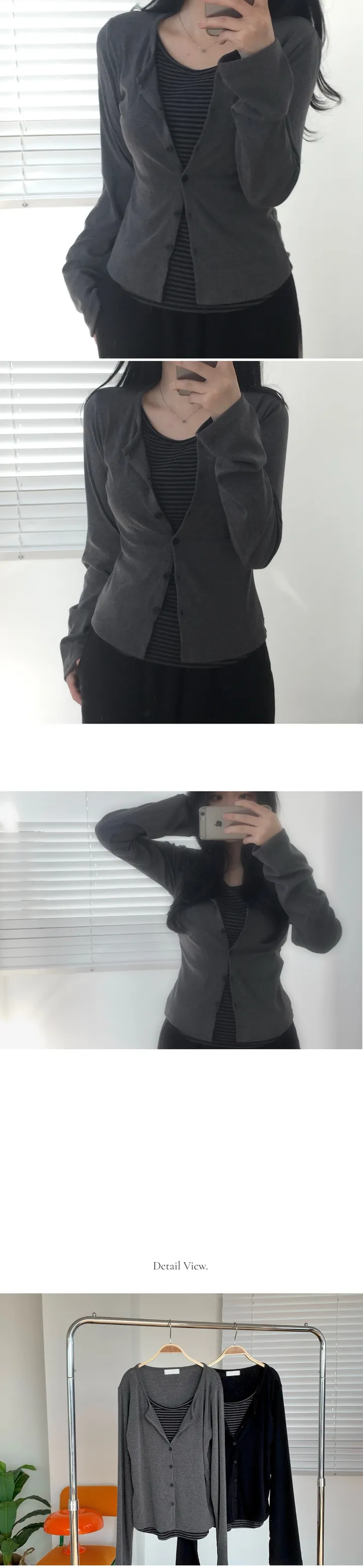 [-3kg 말라핏보장🖤] 일체형 레이어드 바둑이 단가라 가디건 상세 이미지 10