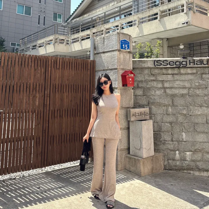 로케 글램핏 홀터넥 나시 투피스 세트   *썸머,부츠컷,밴딩,슬림,팬츠바지 상세 이미지 9