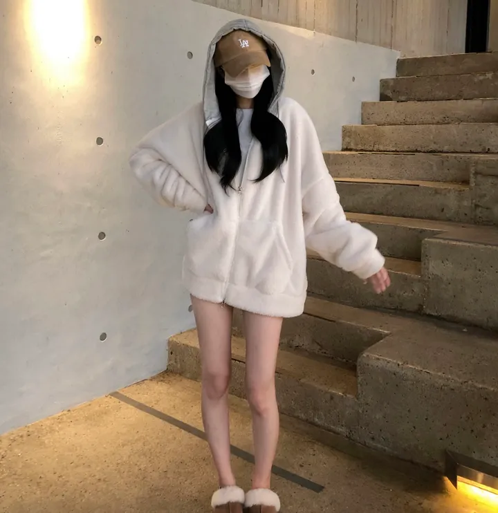 당일🚀[보온성갑/남여공용] 포근 양털 보들 플리스 투웨이 집업 곰돌이 후드 후리스 상세 이미지 25