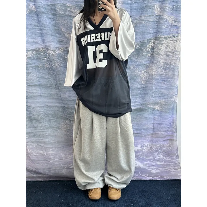 ❤️‍🔥기모선택│업그레이드 ver.│누적판매1,000 돌파 기념│4size!❤️‍🔥[UNISEX/기획특가]사이드 폴드 핀턱 스트링 루즈 와이드 벌룬 트레이닝 팬츠(2color) 상세 이미지 64
