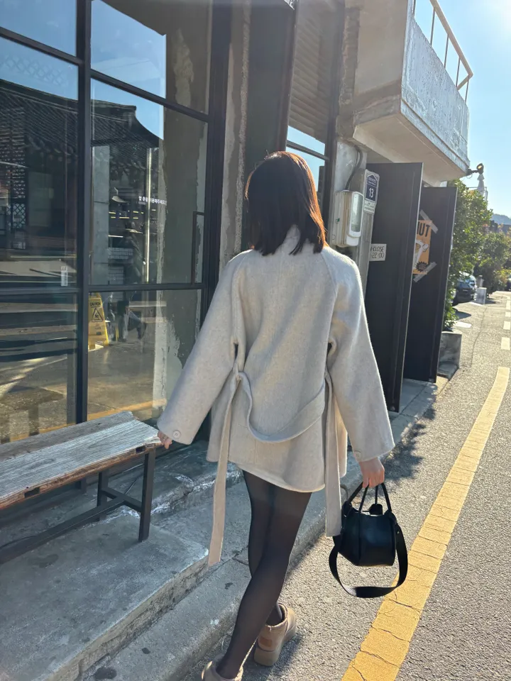 [프리미엄 퀄리티/국내제작]메리노울 90 로로 숄카라 하프 핸드메이드코트 상세 이미지 27