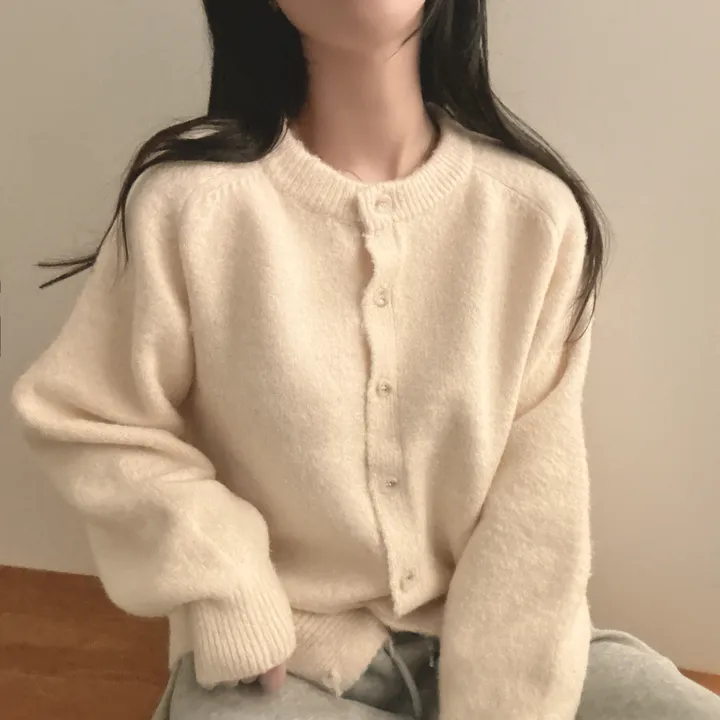[램스울10%/여유핏~] 울 사면 폭닥 라운드 니트 가디건 4color 상세 이미지 7