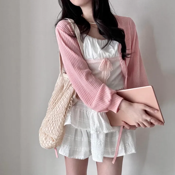 [하나사서 1년 뽕 뽑는*.*] 사계절템 살탐방지-! 골지 리본 발레코어 크롭 볼레로 가디건 상세 이미지 7