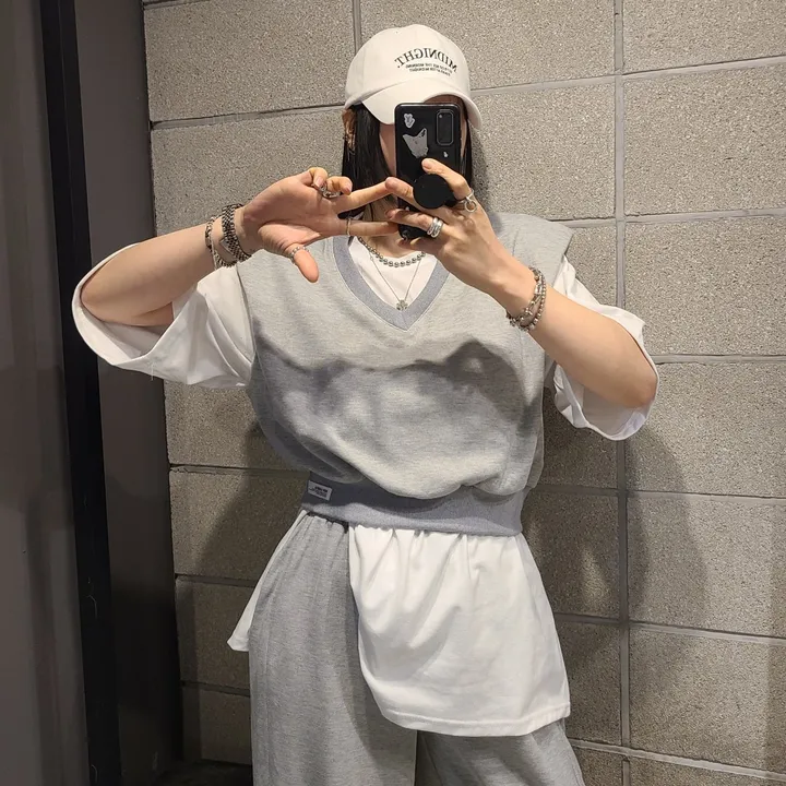 패드 브이넥조끼 와이드 세트 상세 이미지 12